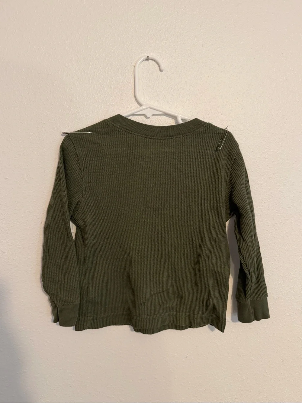 Old Navy Olive Green Waffle Henley Long Sleeve Tee